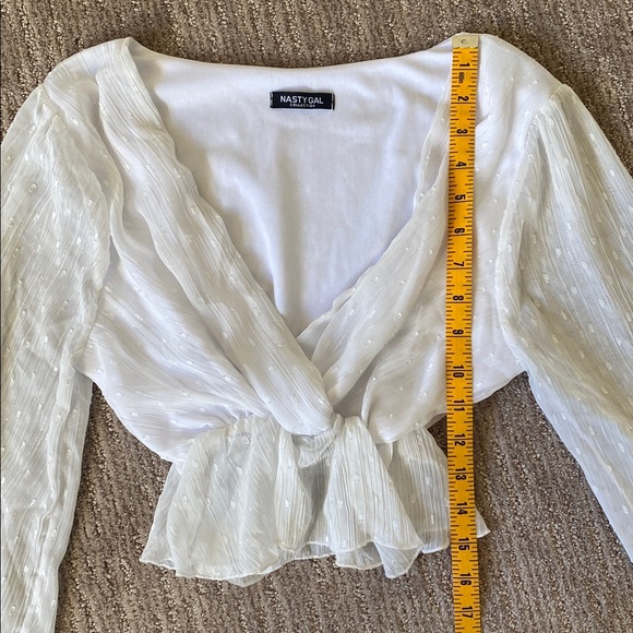 Nasty Gal White Sheer Cropped Blouse - Picture 10 of 12